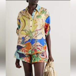 Zimmermann Swim & Resort  
Sz 2
Oversized silk Shirt & Shorts Set BNWT